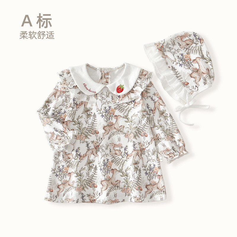女童连衣裙婴儿服春秋新款a类碎花上衣宝宝裙子家居睡裙儿童睡衣