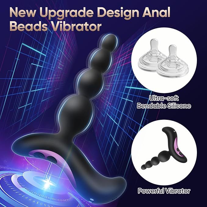 Rechargeable Vibrating Anal Plug with 10 Frequencies, Silicone, Black — detail image 2