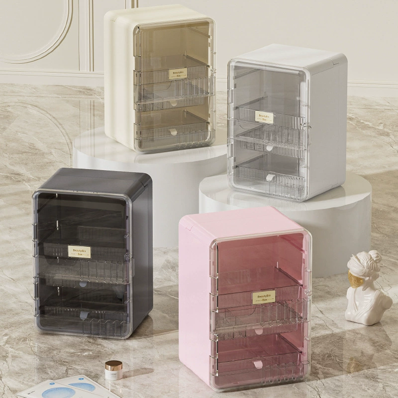 Storage system plastic dressing-table organizer, extra-large makeup box, capacious elegant design