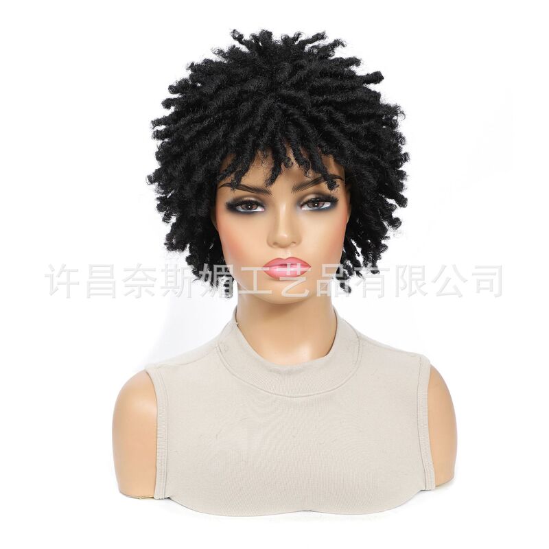 African Wig Head Sleeve Curly Short Curly Hair Wig Fluffy Explosive Headset Dreadiock Wig African Wig Head Sleeve Curly Short Curly Hair Wig Fluffy Explosive Headset Dreadiock Wig
