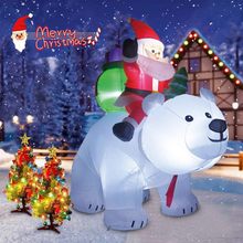 圣诞节气模1.9米圣诞老人骑熊充气气模圣诞雪人亚马逊跨境专供
