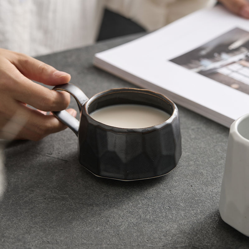 Con utensilios de comida de montaña y río, taza de fideos de corte de cerámica de estilo nórdico, taza de café de hotel personalizado, taza de pareja, regalo