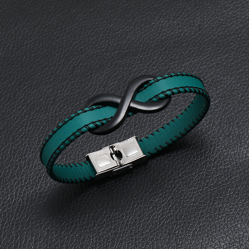 1 Piece Quantity Hip-Hop Solid Color 304 Stainless Steel Pu Leather Men's Bracelets Men Cord & Leather Bracelets