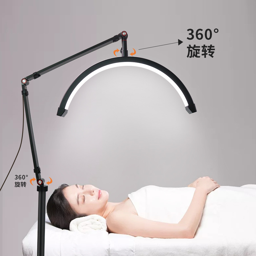 Lám belleza media luna 16 pulgadas 20w pie cama tatuaje manicura pestañas protección ocular led luz relleno en forma u