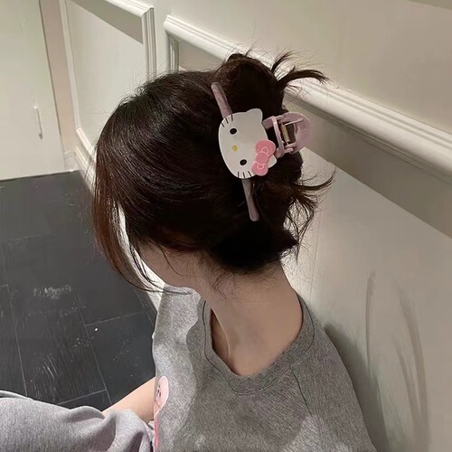 Hellokitty cute and sweet new style clip female niche high-end sense back head shark clip hair volume and hair accessories