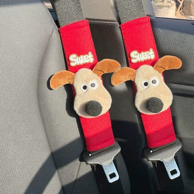 Raised Ears, Extended Length for Men | Seat belt shoulder pad - chief-dog-sueet-red-velvet-shoulder-pads-2-pieces