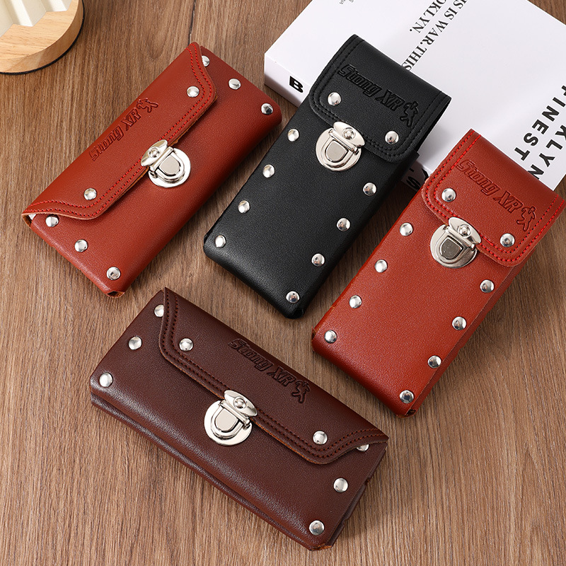 New Men's Mobile Phone Bag 7.5inch Outdoor Construction Site Work Belt Mobile Phone Case Horizontal Belt Waist Bag Leather Case