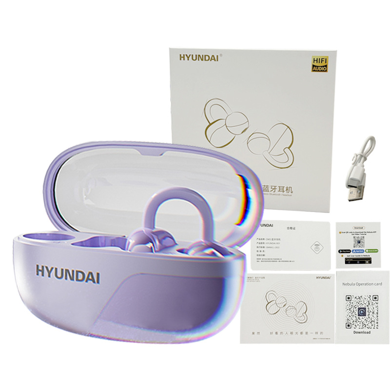 HYUNDAI Smart AI Bluetooth clip inalámbrico tipo oreja dos en uno conducción ósea reducción de ruido auriculares dos pares dos en uno