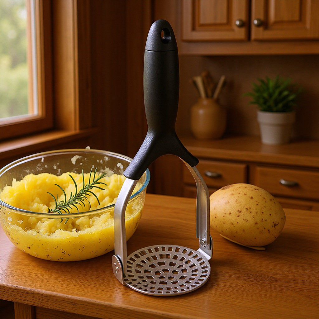 430 Stainless Steel Potato Masher, Sweet Potato Masher, Garlic Press, Kitchen Tool, Garlic Paste Maker