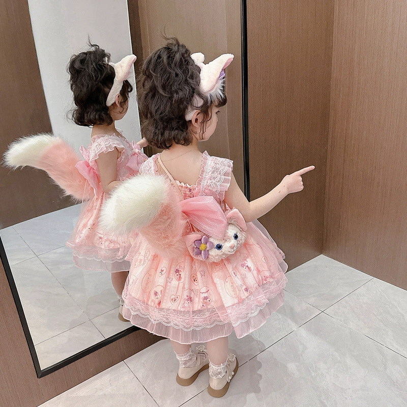 Children's summer small princess costume, short sleeve dress, girl's skirt, Lolita style, tutu skirt