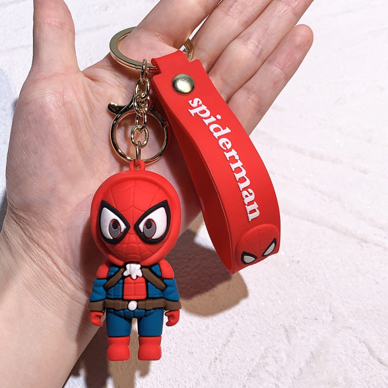 50種類の漫画マーベルスパイダーマンシリコンキーホルダーpvcペンダントバッグ車のキーペンダントギフト卸売|undefined