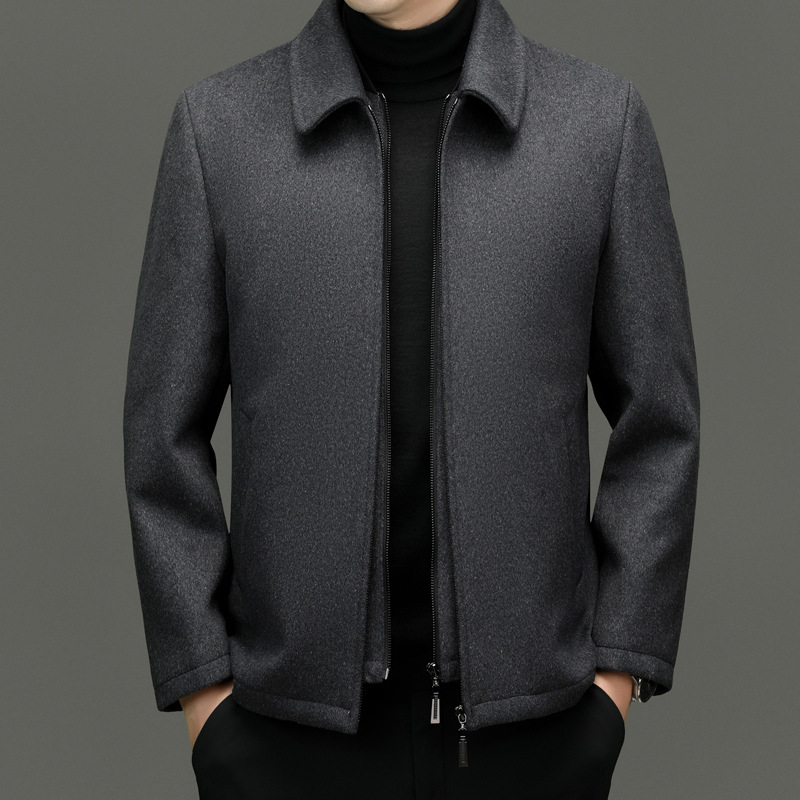 New Wool Jacket Men's Autumn and Winter Thickened Warm Business Casual Lapel Jacket Short Style