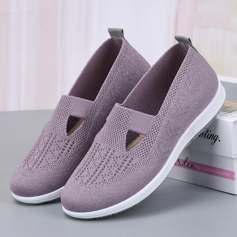 夏季女网面鞋透气舒适一脚蹬老北京妈妈鞋软底轻便中老年一带鞋子