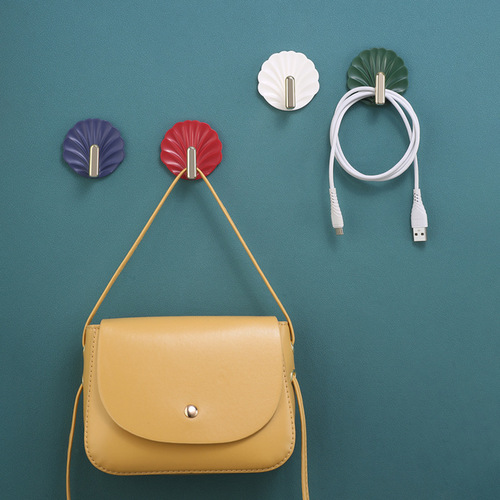 Shell hooks strongly stick to door coats and hats, traceless hooks, wall bathroom plastic light luxury sticky hooks