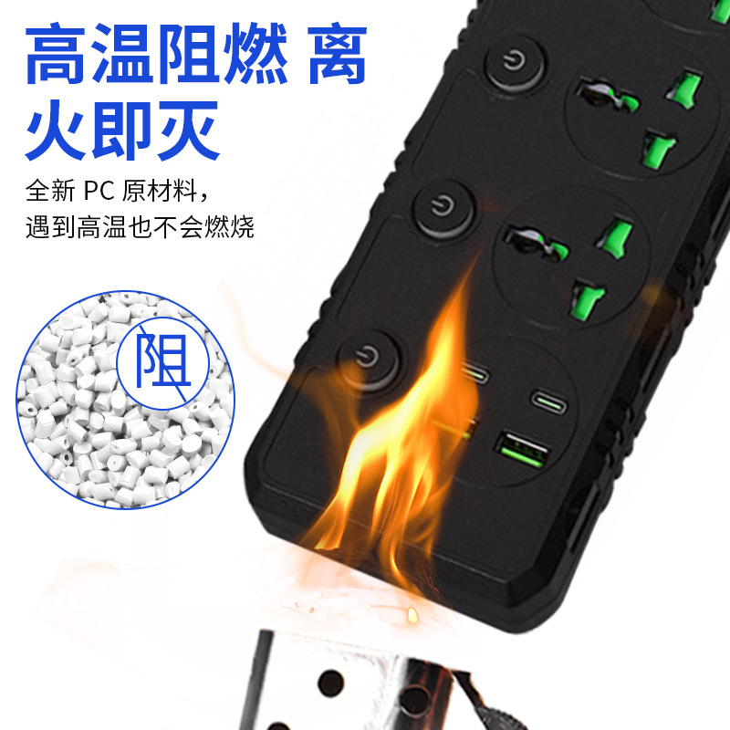 Cross-border US standard USB strip plug home EU standard plug board switch socket 4 holes UK standard plug adapter with cord wiring board supply