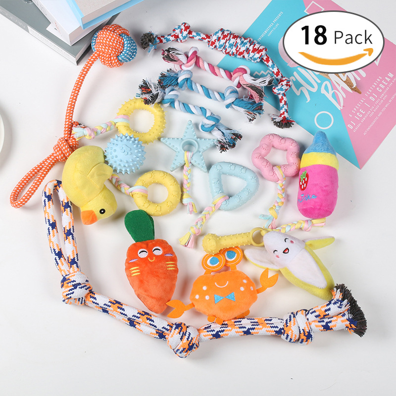 El popular juego de juguetes para la dentición de perros de Amazon, juguete de cuerda de algodón para mascotas, resistente a las mordidas, alivia el aburrimiento, suministra juguetes de autoentretenimiento.