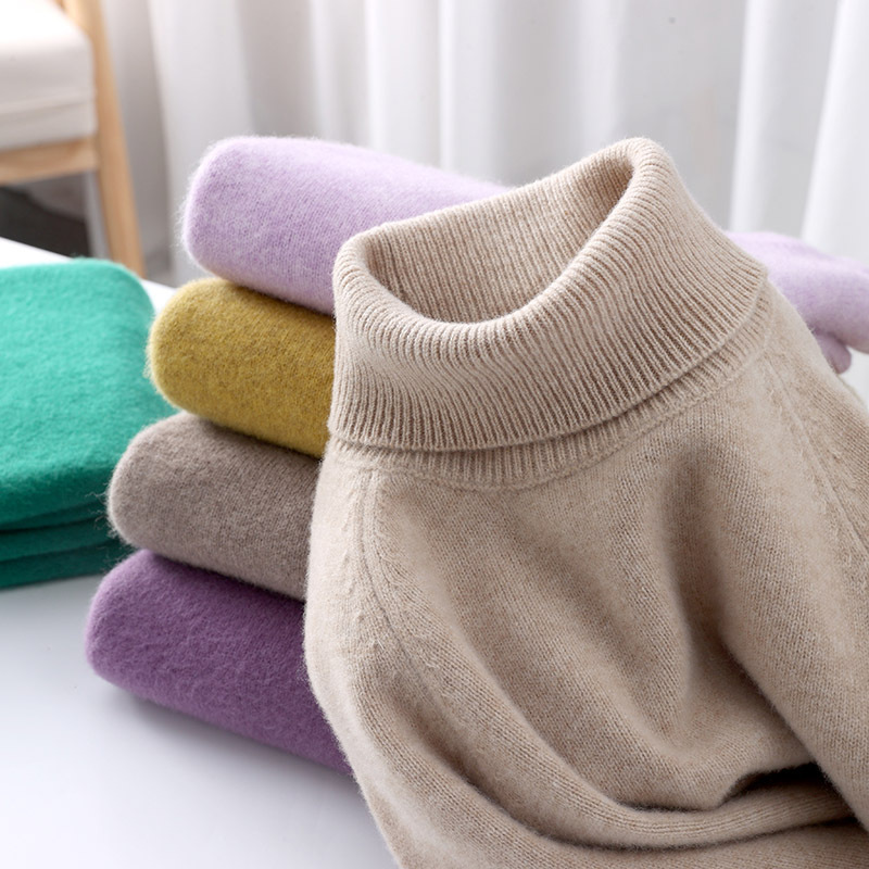 Autumn and winter sweater women's thick pure wool bottoming shirt loose pullover special turtleneck cashmere sweater wholesale