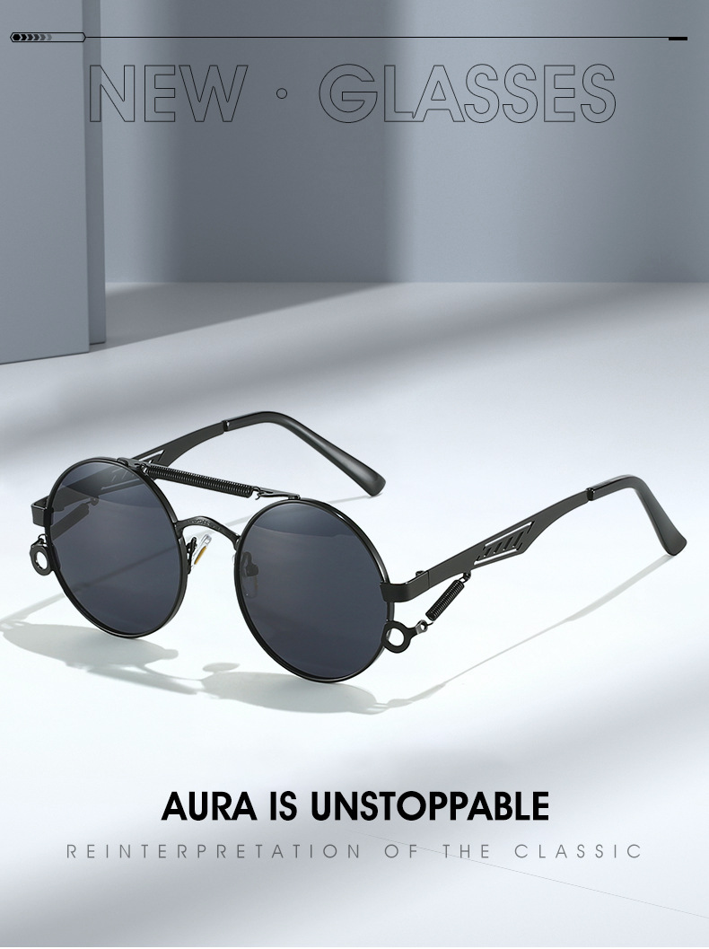 54g Weight Full Frame Glasses Structure Sunglasses Classification PC, UV400 Protection Lens Material Round Frame Glasses Style Outdoor, Travel Occasion Color Block Pattern Unisex Gender Elegant, Simple Style Style Grey, Black Color Elegant Simple Style Color Block PC UV400 Protection Round Frame Full Frame Women's Sunglasses 无