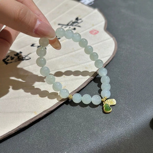 Jin Yutang Xinjiang Hotan Yuka 8 Sunny Water Bracelet High Ice Grape Meat Sunny Water with a Jasper Gourd