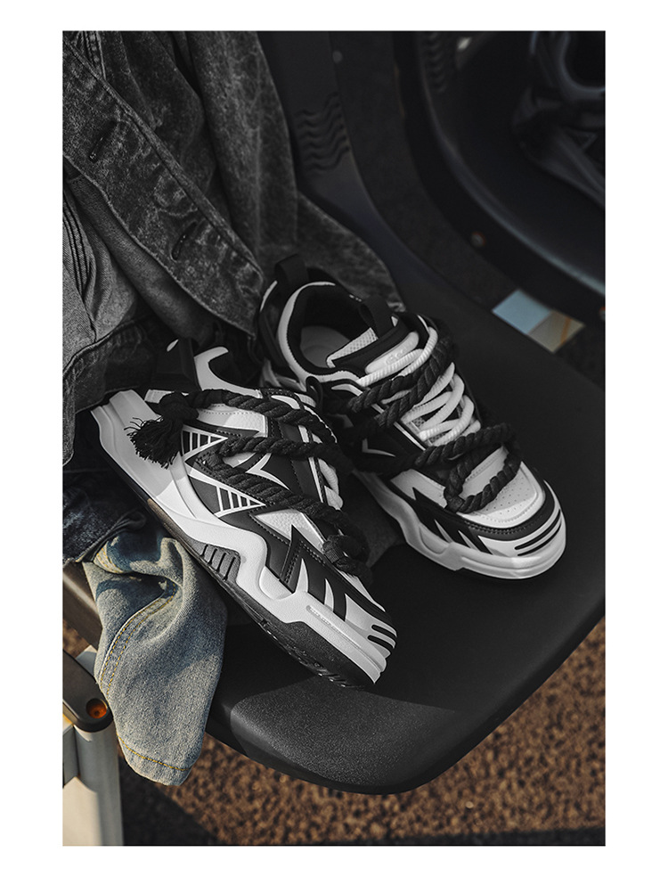 Novos sapatos esportivos masculinos de outono de 2024, sola grossa e antiderrapante, versão coreana, moda moderna, design de nicho, sapatos de pão_voghion.com