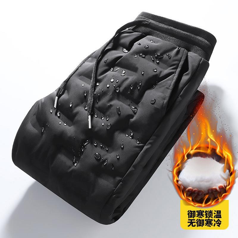 Men's fleece-lined pants, 2022 winter new style, extra large and thick, fashionable and trendy plus size youth sports pants.