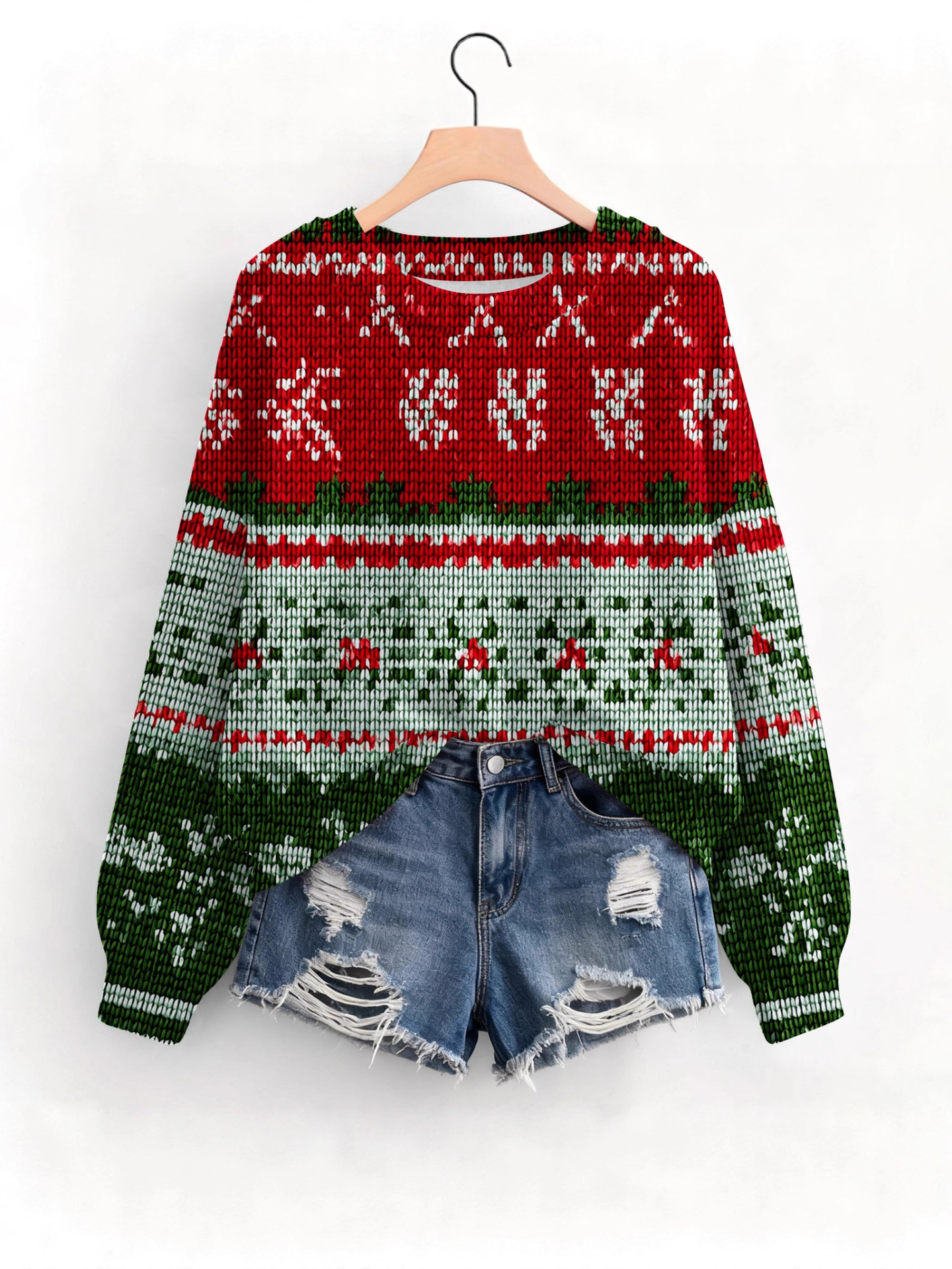 Fzw-Yt01-Pullover Round Neck 3D Printed Sweater