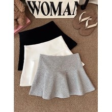 复古可爱甜酷纯色百搭防走光A字性感迷你超短裙辣妹半身裙安全裤
