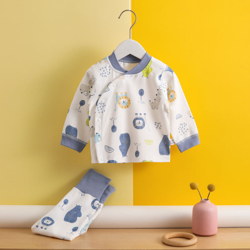 婴儿偏襟内衣家居套装纯棉四季新生儿上下两件套初生宝宝秋衣秋裤