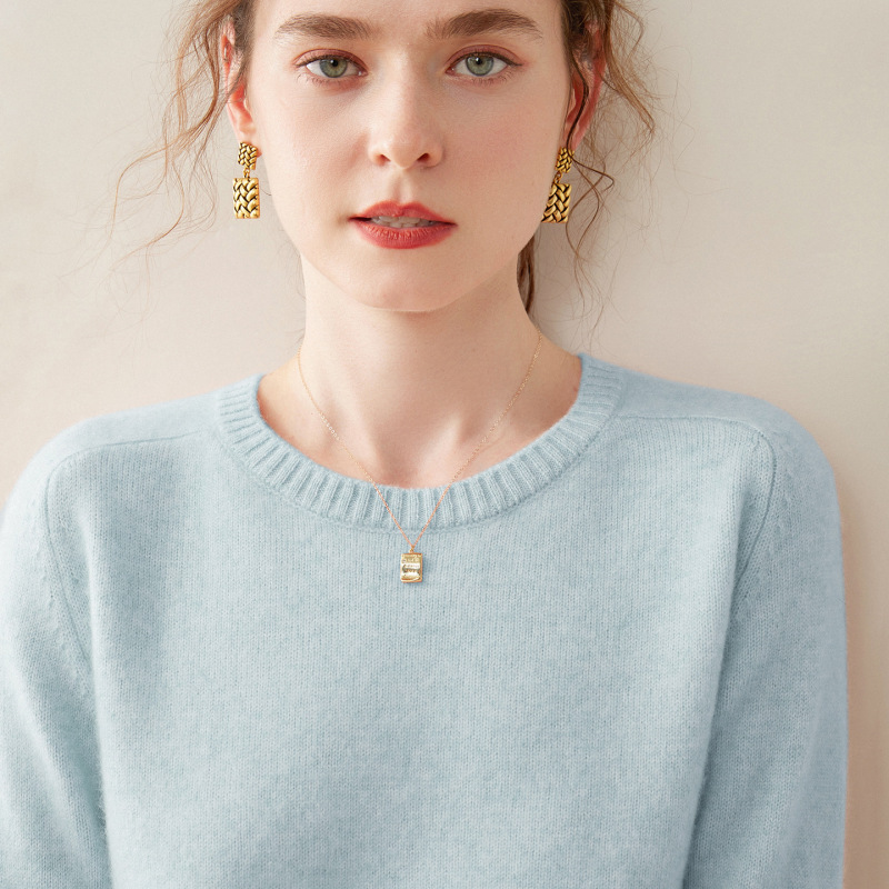 Autumn and Winter Cashmere Knitwear for Women, Round Neck, Thickened, Loose, Saddle Shoulder, Long-Sleeved Pullover, Casual Cashmere Sweater