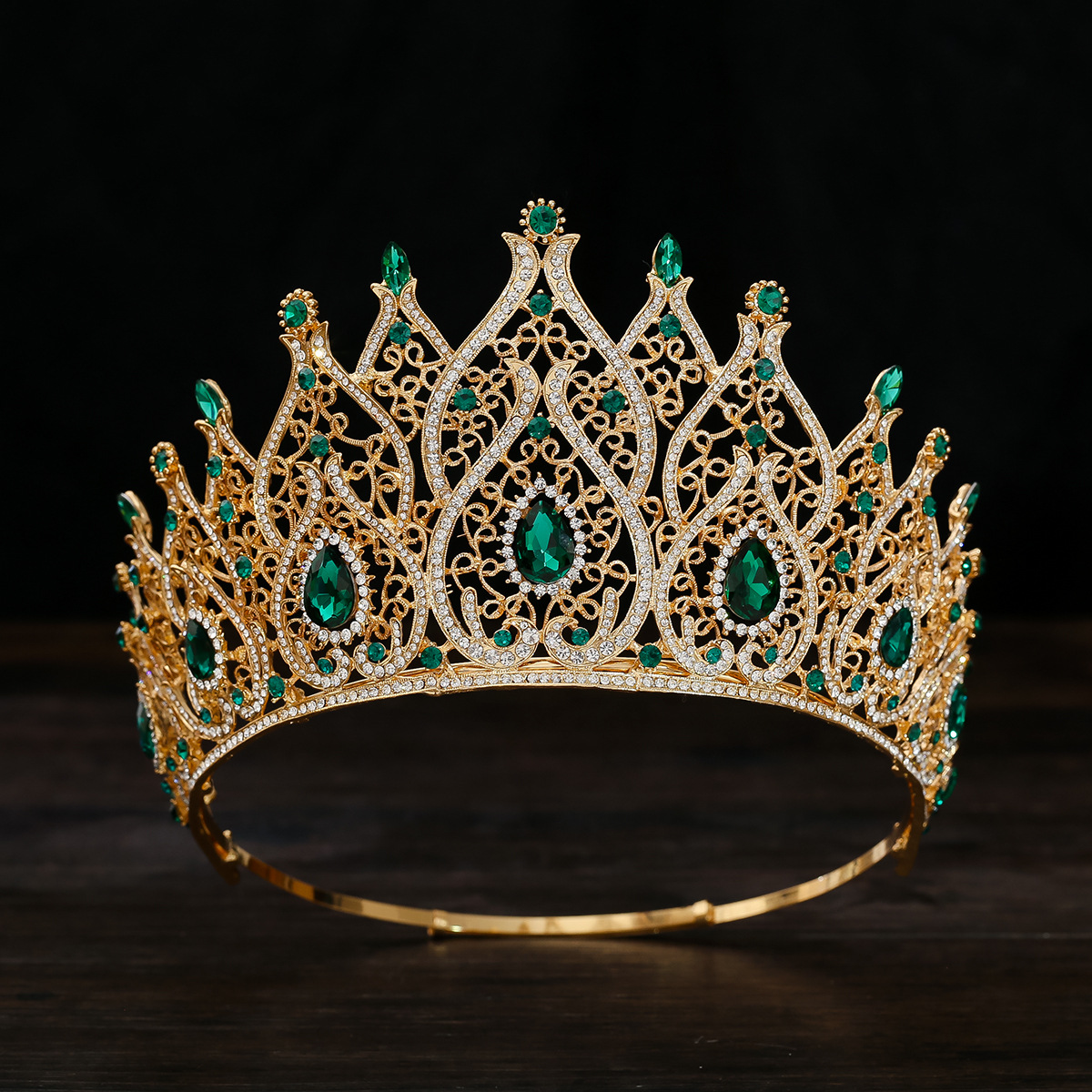 Fábrica de suministro directo de grandes tiaras de corona Baroque Crown Miss Mundo Europa y Europa Cross Border Bride Retro