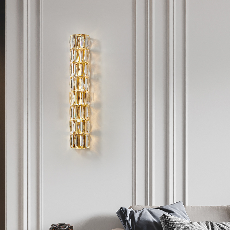 French Style Wall Lamp Light Luxury Ambience Crystal Wall Lamp Modern Simple Stair Away Lamp Villa Indoor Living Room Lamps