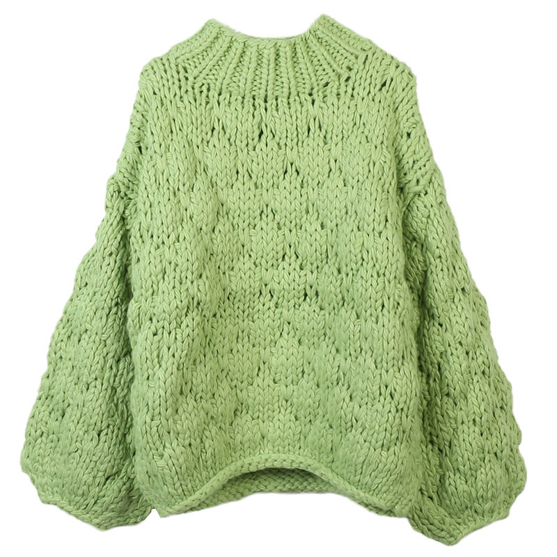 Handmade Ins Blogger Thick Needle Color Lazy Pullover Thick Sweater Women's Coat Autumn and Winter New Knitted Cardigan