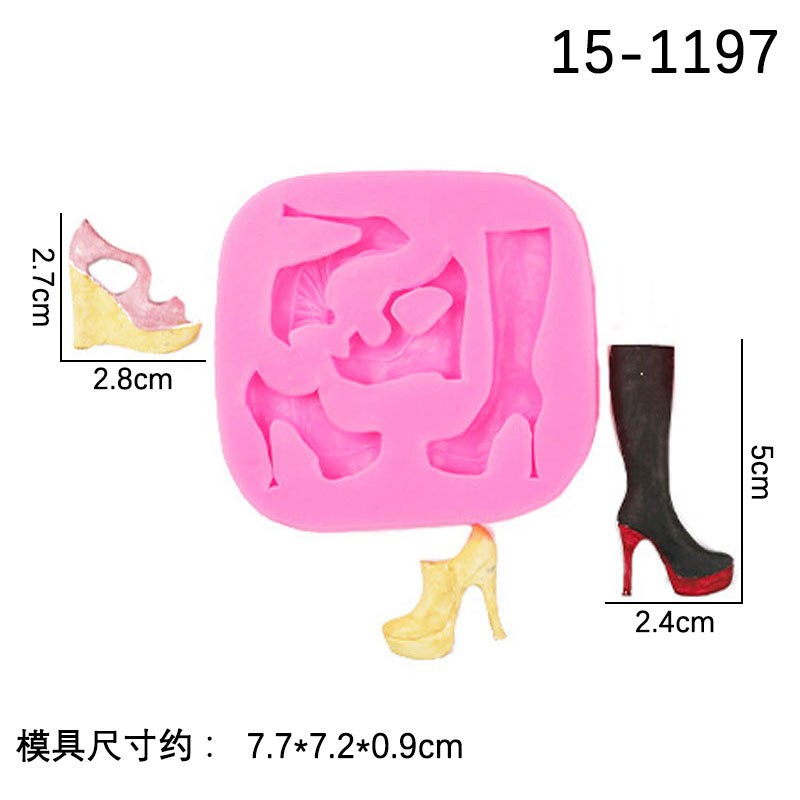 Herramientas de maquillaje moda tacones altos molde lápiz labial sombra ojos cepillo rubor DIY chocolate fondant arcilla