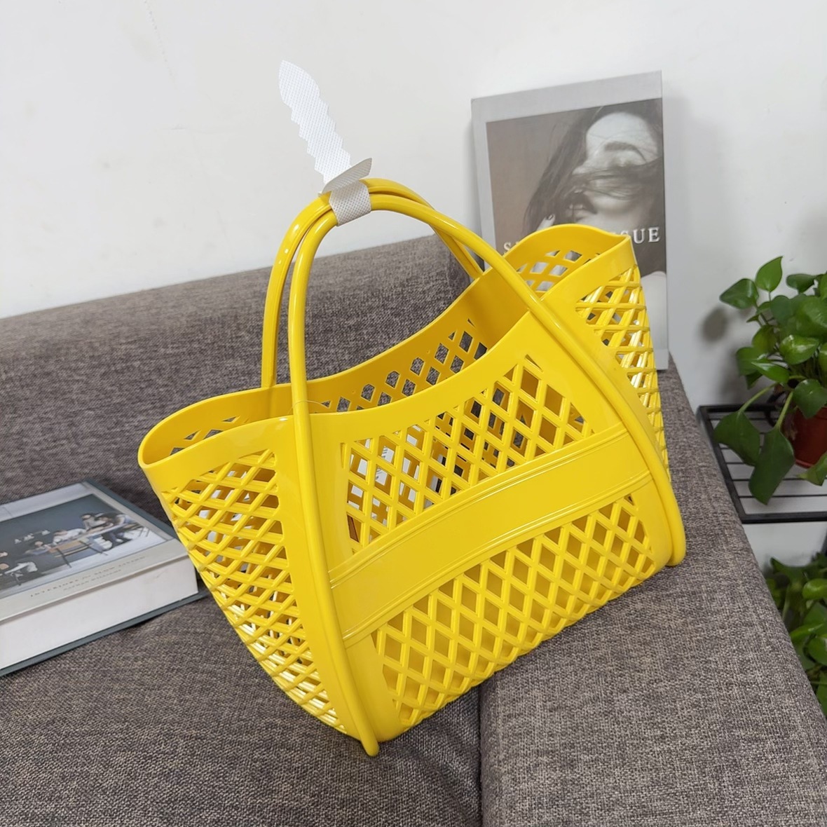 Jelly bag, handbag, silicone hollowed-out vegetable basket bag, picnic bag, shopping basket, PVC beach bag, washbasin basket, bath undefined