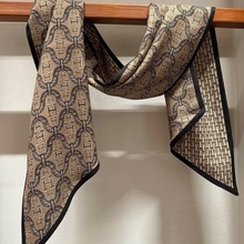 新品 桑丝绫 属于春夏的气质棕 双层真丝 长围巾145×21