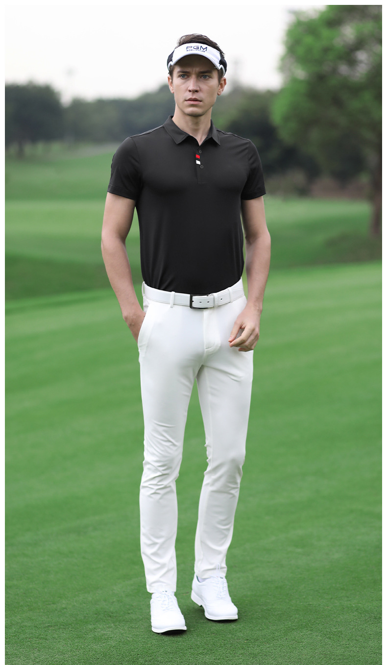 Áo thun golf nam ngắn tay thoáng khí nhanh khô chất liệu vải goff — Tay ngắn màu đen (Vải đính cườm) Tay ngắn màu đen (Vải đính cườm), Màu xanh navy, Màu hồng, Tay áo ngắn màu đen (Vải Lụa Sữa) chi tiết 7