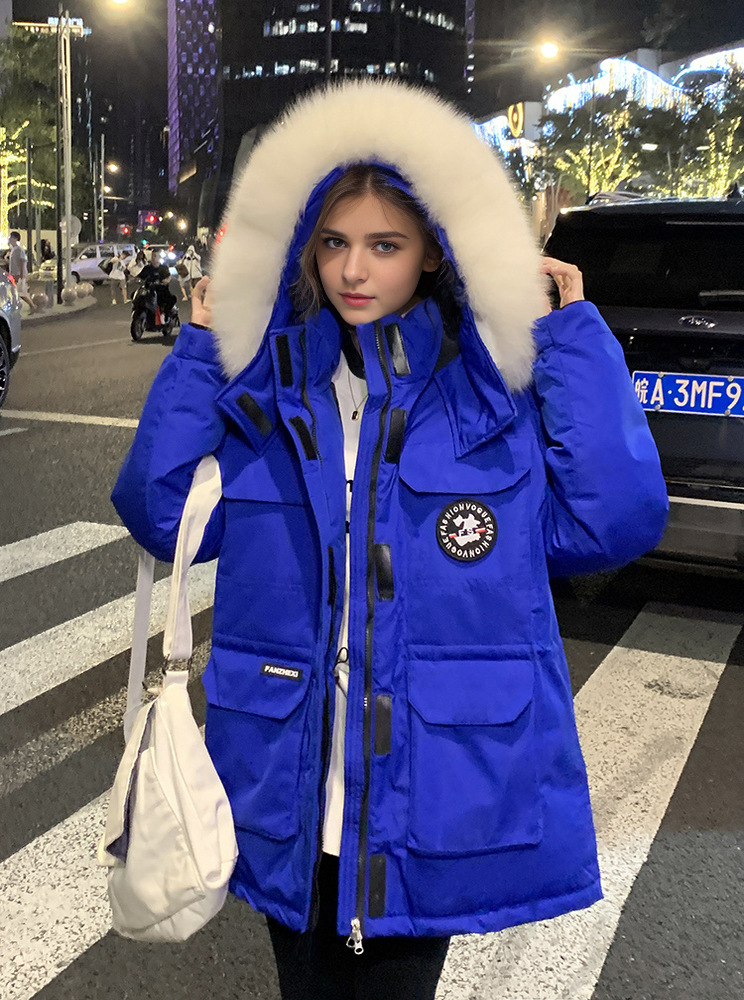 2024 Winter neue Arbeitskleidung Daunen Damen, dicke kurze für Paare, mit einem Sinn für Design von Wollkragen und Baumwolljacke_voghion.com