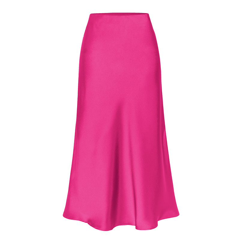 High-Waisted, Slimming, Elegant, Simple, Silky Acetate Satin Midi Skirt, in Stock, New Spring/Summer Style, Bodycon Fishtail Skirt