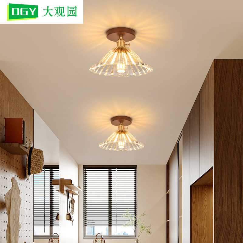 Aisle Light Corridor Light Wabi-Sabi Medieval Solid Wood Entrance Hall Light Scandinavian Accessible Luxury Glass Balcony Ceiling Light L271