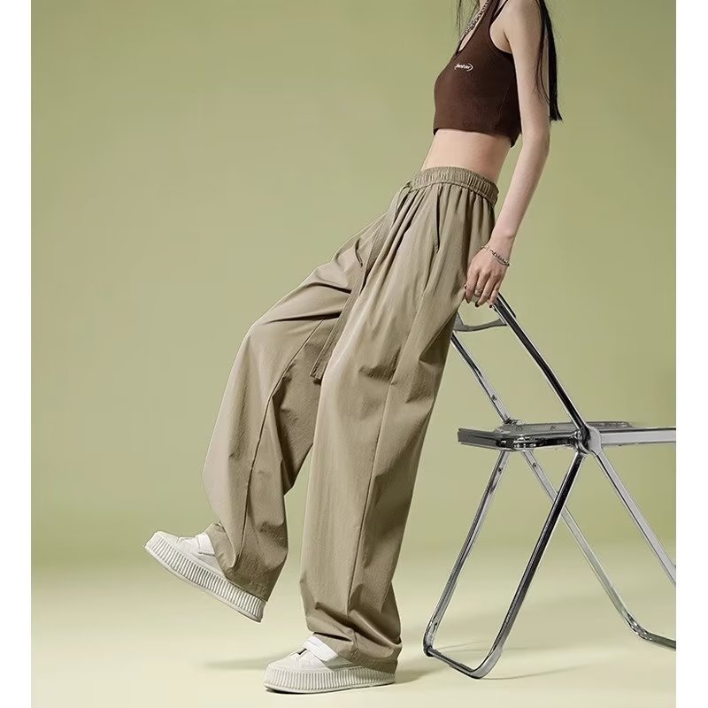 재즈 댄싱 재즈 팬츠 여성용 여름 소형 퀵 드라이 아이스 실크 와이드 레그 팬츠 아메리칸 스타일 레트로 스포츠 캐주얼 팬츠