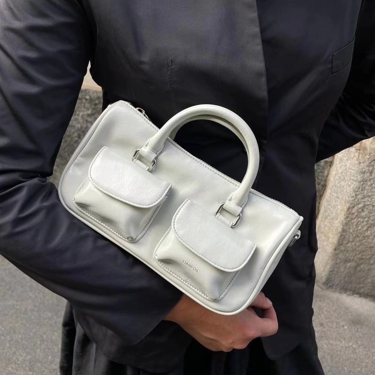 한국 스탠드 오일 스타 STANDOIL 짧은 손잡이 볼링 백 보스턴 크로스 바디 핸드백