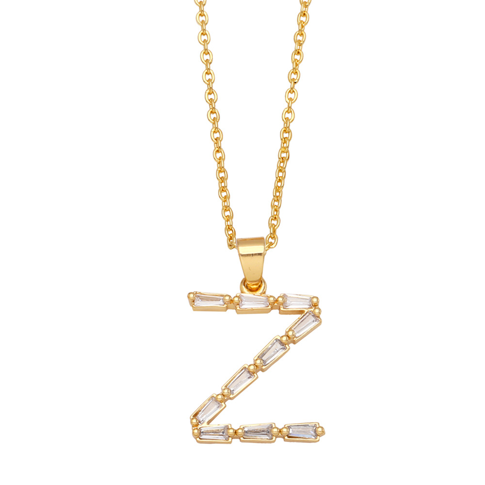 Fashion Letter Copper Inlay Zircon Pendant Necklace 1 Piece