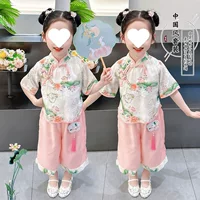 Летний комплект Hanfu для девочек, летний костюм Тан с короткими рукавами в китайском стиле, спортивный летний наряд из двух предметов, новый тонкий китайский стиль