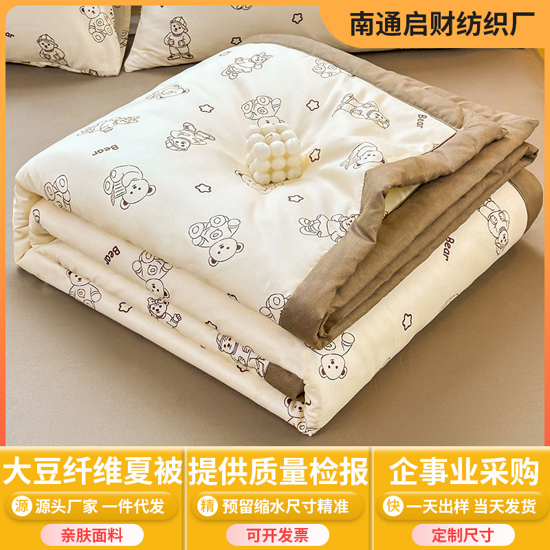Class a Maternal and Infant Grade Ins Washed Cotton Soybean Fiber Summer Quilt, Machine Washable, Summer Air Conditioning Thin Quilt, Gift Summer Quilt