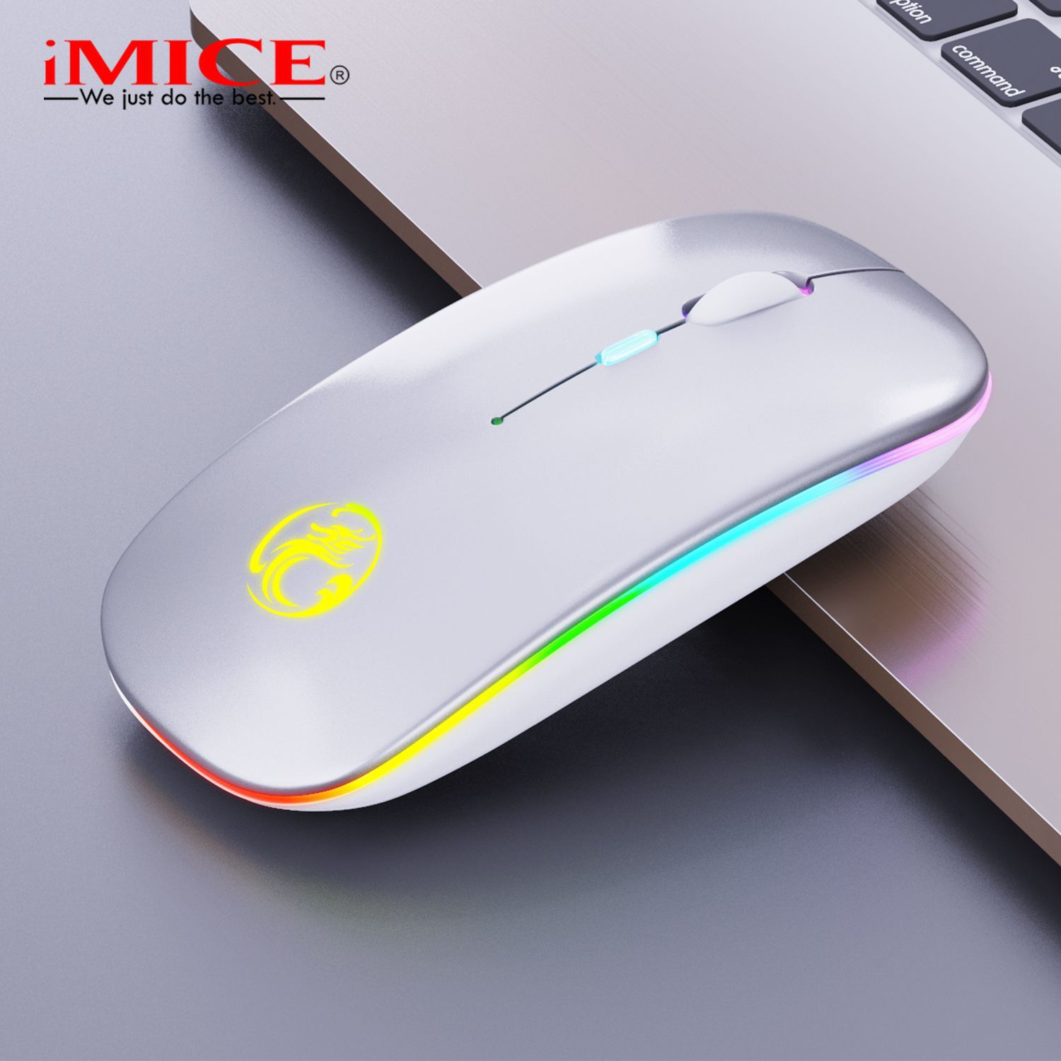 El fabricante iMICE suministra directamente un ratón inalámbrico silencioso con Bluetooth y carga luminosa para computadoras de escritorio y portátiles como regalo. image 11