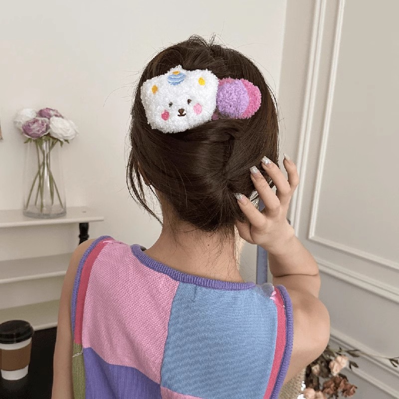 Oso de pudín, oso de peluche, clip de pico de pato grande, mujer 2025, nuevo otoño e invierno, lindo, clip de horquilla, tocado
