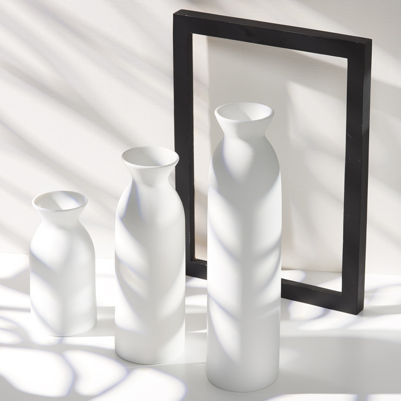 白色北欧创意陶瓷干花花瓶水养家居装饰客厅插花摆件书房卧室