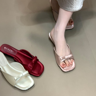 New Arrivals on May 21St, Red Whitening Sandals, Bow French Style 2025 New Style, Beautiful Flip-Flops Wedding Shoes