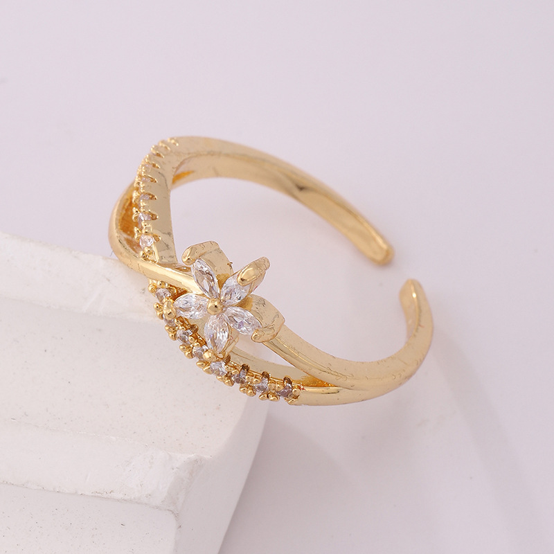 20g Weight Zircon Inlay Material Open Rings Classification 1 Piece Quantity Holiday, Banquet Occasion Copper Material Heart Shape, Crown, Flower Pattern Unisex Gender Inlay Design Lady Style Wholesale Jewelry Lady Heart Shape Crown Flower Copper Zircon Inlay Open Rings 29