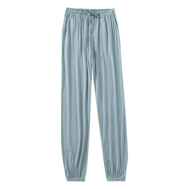 Женские пижамные брюки, длинные брюки, весна-лето, из модала, свободные повседневные, больших размеров, домашние брюки, однотонные, с манжетами, простые, дышащие, прохладные.